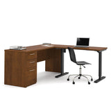 Bestar Embassy L-Desk w/Electric Height Adjustable Table in Tuscany Brown