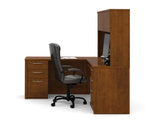 Bestar Embassy L-shaped Workstation Kit In Tuscany Brown With Hutch -60853