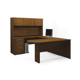 Bestar Embassy U-shaped Workstation Kit In Tuscany Brown With Hutch - 60856