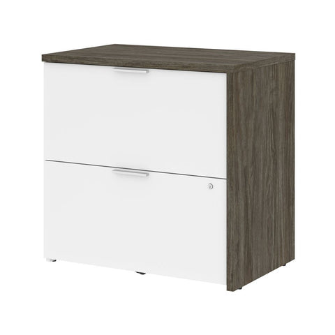 Bestar Gemma 31W Lateral File Cabinet in walnut grey & white