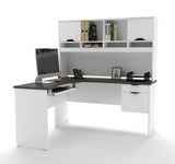 Bestar Innova L-Shaped Desk in White & Antigua
