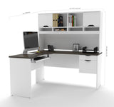 Bestar Innova L-Shaped Desk w/Accessories in White & Antigua