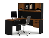 Bestar Innova L-shaped Workstation Kit With Accessories In Tuscany Brown & Black