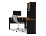 Bestar Innova L-shaped Workstation Kit With Accessories In Tuscany Brown & Black
