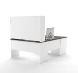 Bestar Innova U-Shaped Desk w/Accessories in White & Antigua