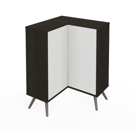Bestar Krom 27W Corner Storage Cabinet with Metal Legs in deep grey