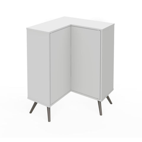 Bestar Krom 27W Corner Storage Cabinet with Metal Legs in white