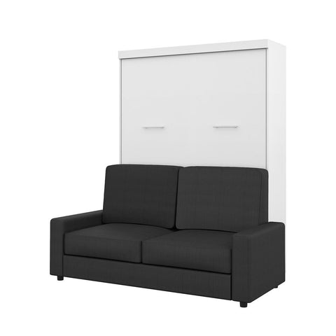 Bestar Nebula 78W Queen Murphy Bed and a Sofa in white