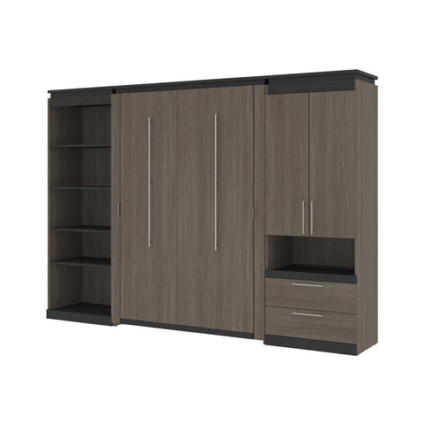 Bestar Orion 118W Full Murphy Bed with Multifunctional Storage (119W) in bark gray & graphite