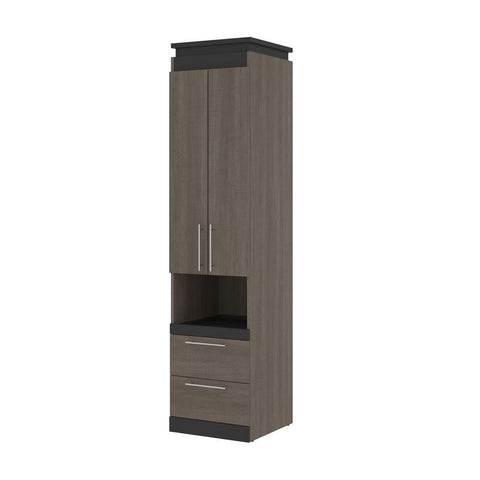 Bestar Orion 20W Storage Cabinet with Pull-Out Shelf in bark gray & graphite