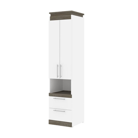 Bestar Orion 20W Storage Cabinet with Pull-Out Shelf in white & walnut grey