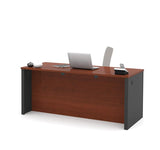 Bestar Prestige Plus Executive Desk With Dual Half Peds In Bordeaux & Graphite