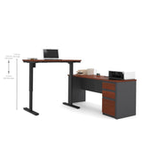 Bestar Prestige Plus L-desk Including Electric Height Adjustable Table In Bordeaux & Graphite