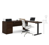Bestar Prestige Plus L-desk Including Electric Height Adjustable Table In Chocolate