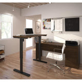 Bestar Prestige Plus L-desk Including Electric Height Adjustable Table In Chocolate