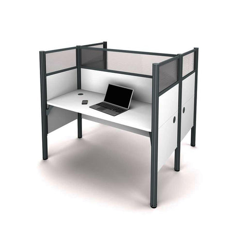 Bestar Pro-Biz Double Face to Face Workstation w/Privacy Panels in White