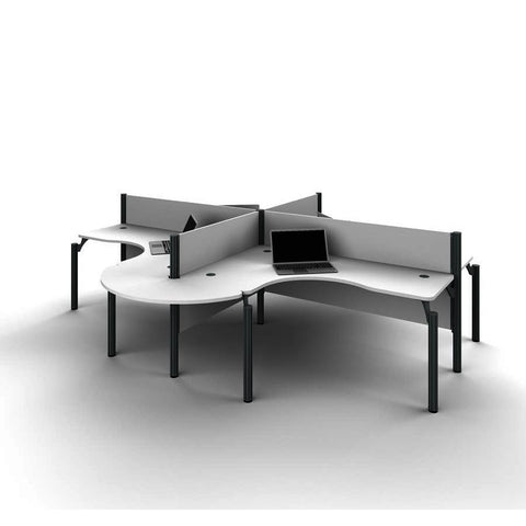 Bestar Pro-Biz Four L-Desk Workstation w/Rounded Corners in White