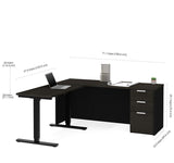Bestar Pro-Concept Plus Height Adjustable L-Desk in Deep Grey & Black