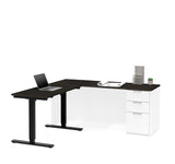 Bestar Pro-Concept Plus Height Adjustable L-Desk in White & Deep Grey