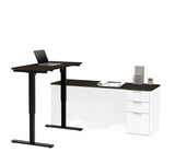 Bestar Pro-Concept Plus Height Adjustable L-Desk in White & Deep Grey