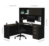 Bestar Pro-Concept Plus L-Desk w/Hutch in Deep Grey & Black