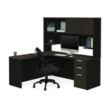 Bestar Pro-Concept Plus L-Desk w/Hutch in Deep Grey & Black