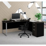 Bestar Pro-Concept Plus L-Desk w/Metal Leg in Deep Grey & Black