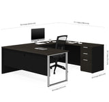 Bestar Pro-Concept Plus U-Desk in Deep Grey & Black