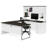 Bestar Pro-Concept Plus U-Desk w/Hutch in White & Deep Grey