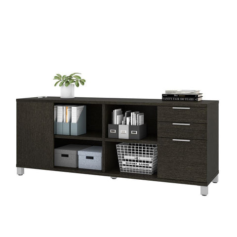 Bestar Pro-Linea 72W Credenza with 3 Drawers in deep grey