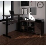 Bestar Pro-Linea L-Desk w/Electric Height Adjustable Table in Bark Gray