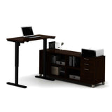 Bestar Pro-Linea L-Desk w/Electric Height Adjustable Table in Oak Barrel
