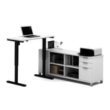Bestar Pro-Linea L-Desk w/Electric Height Adjustable Table in White