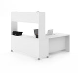 Bestar Pro-Linea L-Desk w/Open Hutch in White