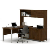 Bestar Pro-Linea L-desk With Hutch In Oak Barrel - Closed