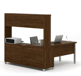 Bestar Pro-Linea L-desk With Hutch In Oak Barrel - Closed