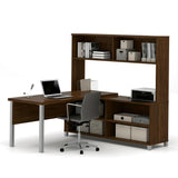 Bestar Pro-Linea L-desk With Hutch In Oak Barrel - Open
