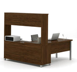 Bestar Pro-Linea L-desk With Hutch In Oak Barrel - Open