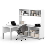 Bestar Pro-Linea L-desk With Hutch In White - Open