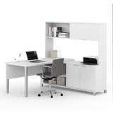 Bestar Pro-Linea L-desk With Hutch In White- Closed