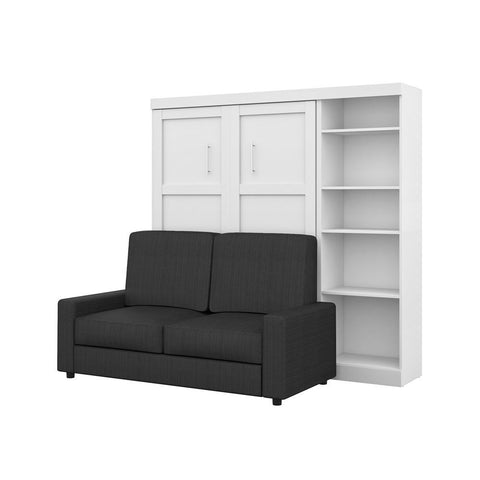 Bestar Pur 90W Full Murphy Bed, a Storage Unit and a Sofa (84") in white