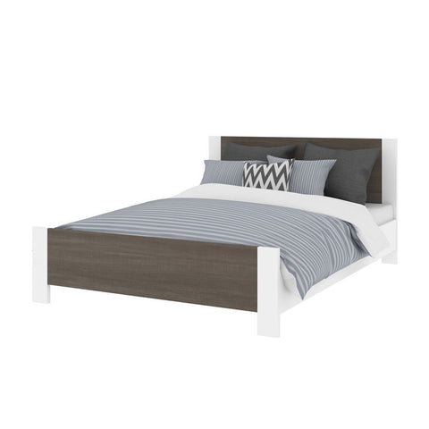 Bestar Sirah 57W Full Platform Bed in bark grey & white