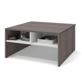 Bestar Small Space 29.5 Inch Storage Coffee Table in Bark Gray & White