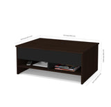 Bestar Small Space 37 Inch Lift-Top Storage Coffee Table in Dark Chocolate & Black