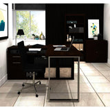 Bestar Solay L-Shaped Desk w/Lateral File & Bookcase in Chocolate
