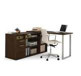 Bestar Solay L-Shaped Desk w/Lateral File & Bookcase in Chocolate