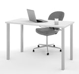 Bestar Table With Square Metal Legs In White