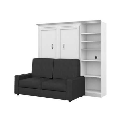 Bestar Versatile 90W Full Murphy Bed, a Storage Unit and a Sofa (84") in white
