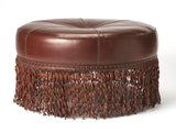 Butler Alina Brown Leather Round Cocktail Ottoman