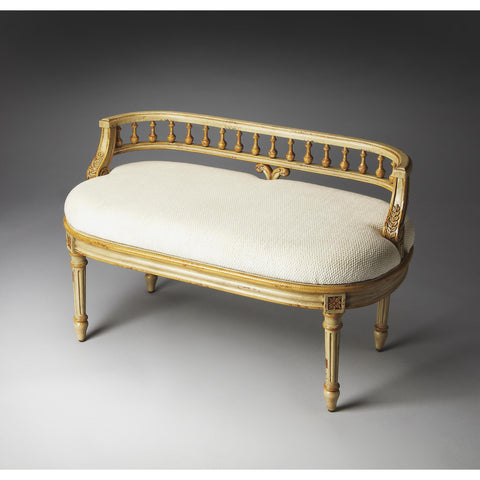 Butler Artists' Originals Mansfield Bench In Cream And Gold Painted